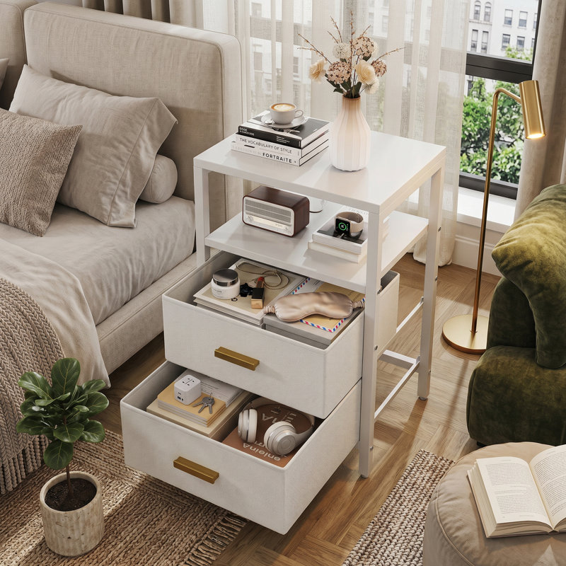Nightstand With 2 Drawers, Bedside Table, Modern End Side Table For Bedroom