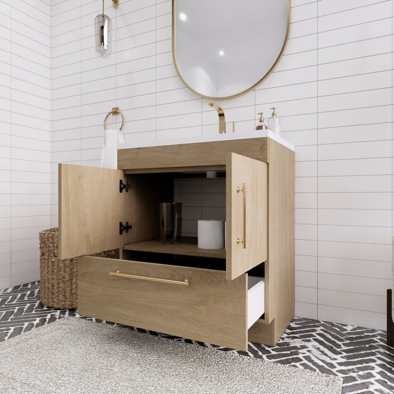 Spring Single Bathroom Vanity, 30", Brown