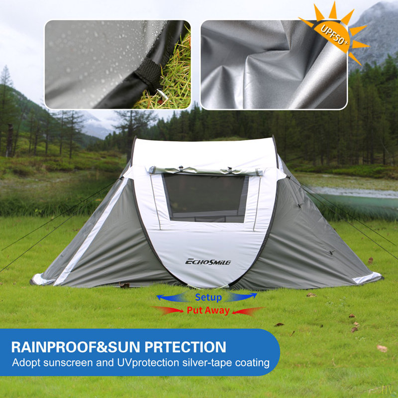 Tente de camping 2 personnes Pop Up, Blanc / Gris