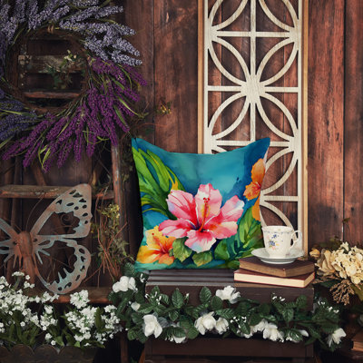 Coussin Hawaii, Hibiscus à l'aquarelle