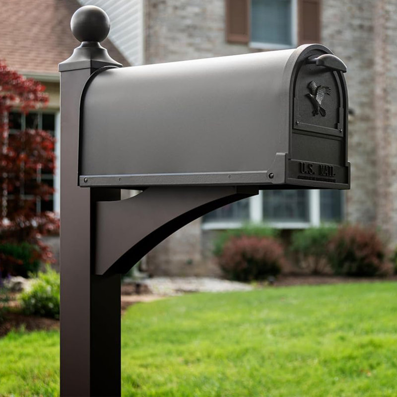 Bronze Steel Post-Mount Mailbox with Embossed Eagle