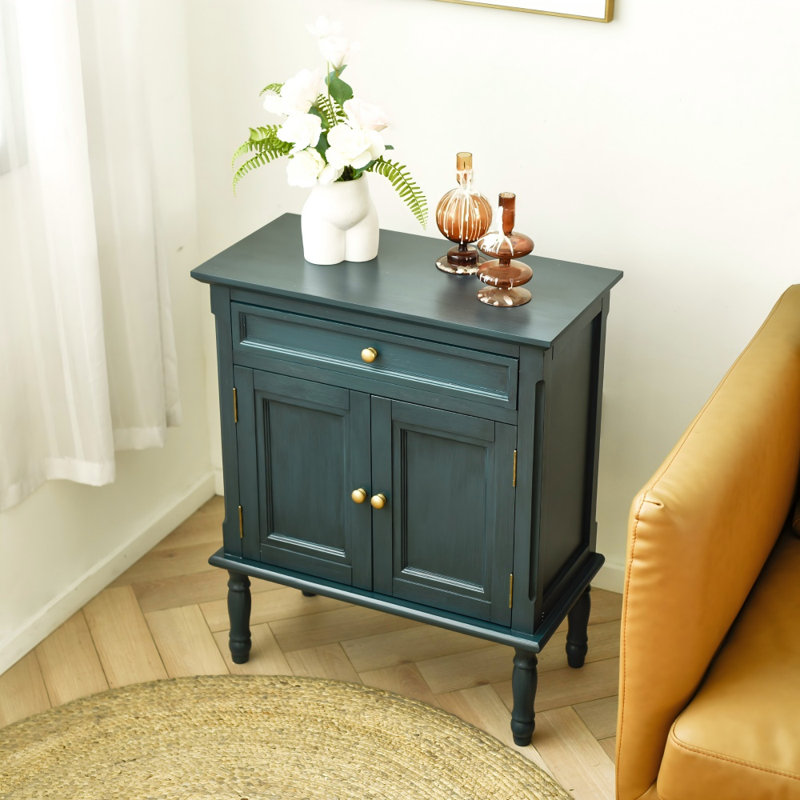 Armoire de rangement, buffet de bar avec portes et tiroirs, armoire de rangement pour salon, cuisine, vestibule, bleu marine