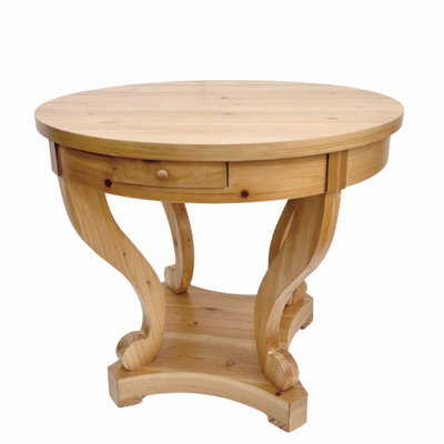 Curved Legs Farmhouse Style Small Size Round Dining Table, Grain, Perfect for Cozy Meals and Decor by Ophelia & Co.