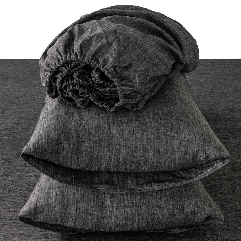 Four Piece Onyx Linen California King Sheet Set