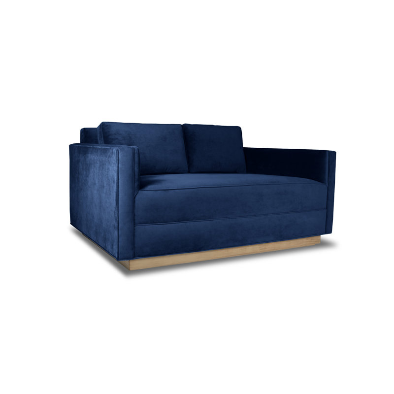 Canapé Picariello, Bleu velours, H 33 po x l 60 po x P 44 po