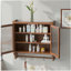 Armoire 24,8 po à double porte rétro avec porte vitrée, 3 tablettes et porte-serviettes, convient pour la salle de bain, la cuisine, la salle à manger, brun