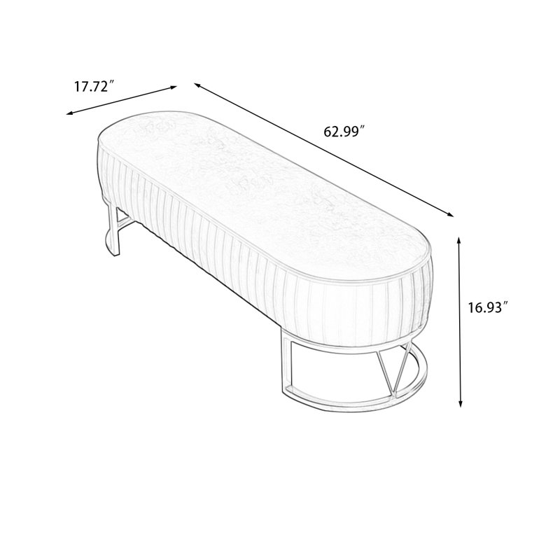 Banc avec revêtement, Gris, H 16,93 po x l 62,99 po x P 17,72 po