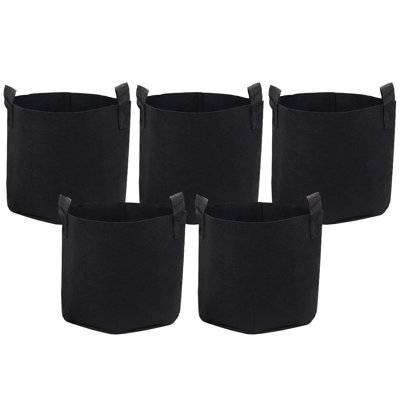 Lauterbach Black Garden Grow Bags for Vegetables with Carrying Handles - 5-Gallon - 5-Pack