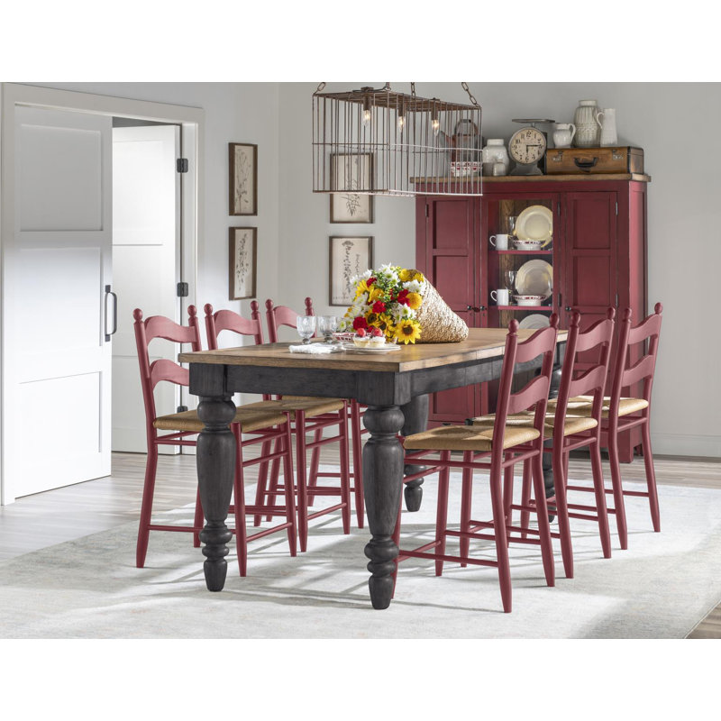 Marionville Kitchen Island with 6 Drawers, 2 Adjustable Shelves, Open Bottom Shelf, and 2 Towel Bars, Red