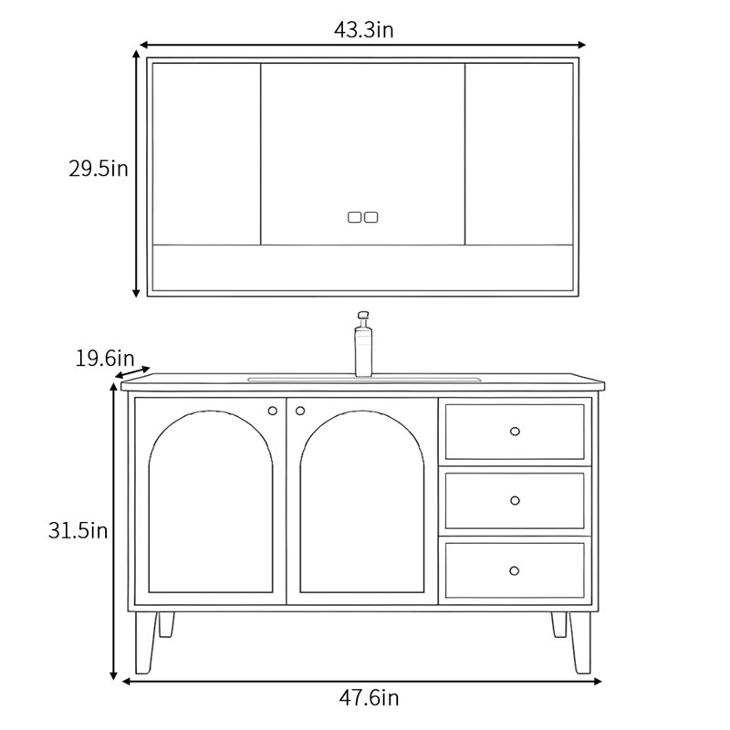 French retro minimalist bathroom cabinet
