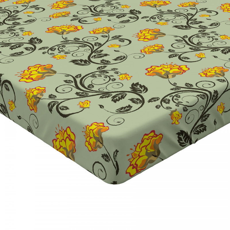 Microfiber Fitted Sheet, Twin XL Fitted Sheet, Green Floral