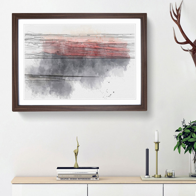 Sunset over Alaska in Abstract - Picture Frame Graphic Art Print, 36cm H x 48cm W x 2cm D, Walnut Framed