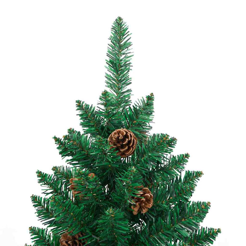 vidaXL Slim Christmas Tree Green PVC and Solid Pine wood, 5.91 ft