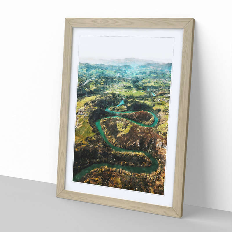 View of Nora in Spain - Picture Frame Graphic Art, 36cm H x 27cm W x 2cm D, Oak