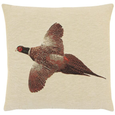 Flying Pheasant Tapestry Cushion with Feather Filler 