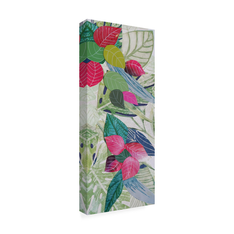 Bougainvilla II Tropical Leaves and Flowers Canvas Art in Wood Frame