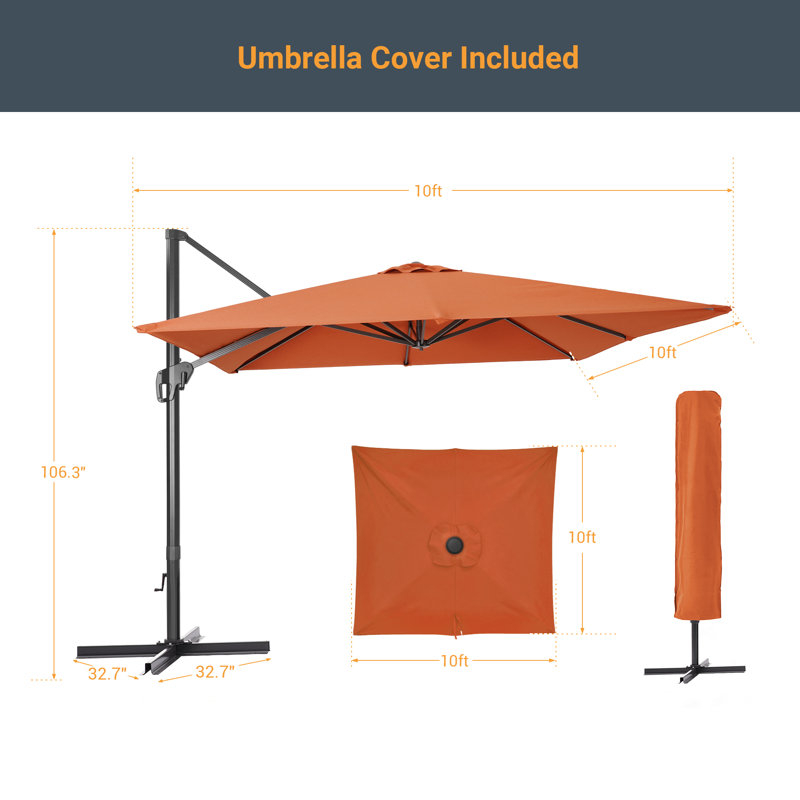 Parasol Deazia 120 avec contrepoids inclus, Rouge rouille