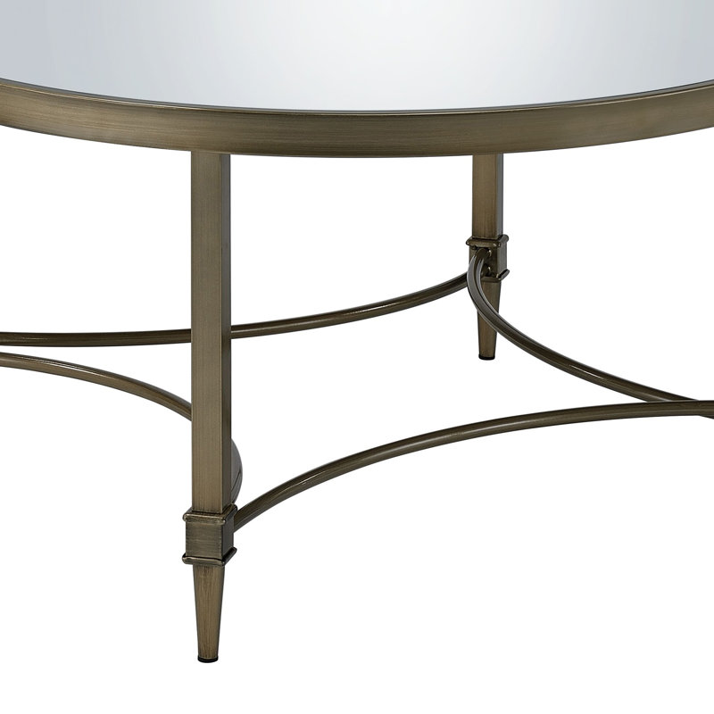 Table basse, finition miroir et laiton antique