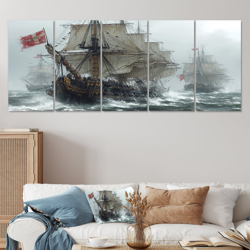 5 pièces d'art nautique pour salon, H 28 po x l 60 po