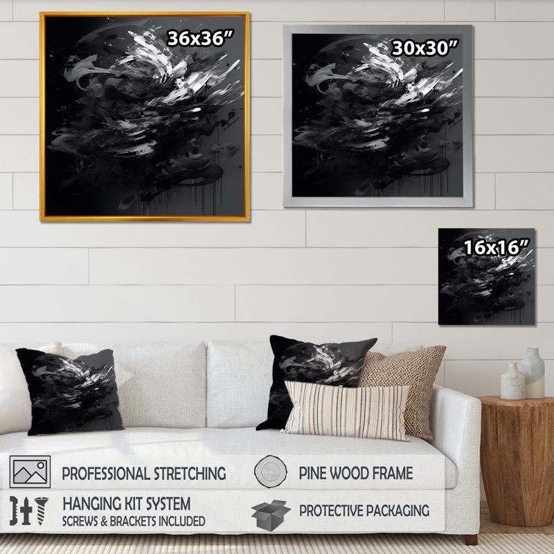 "Exploration des profondeurs du marbre noir", reproduction d'art sur toile, H 24 po x l 24 po x P 1 po, Cadre flottant noir