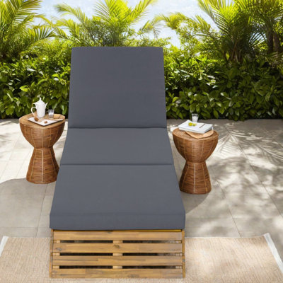 Chaises longues de patio Position, en bois d'acacia massif, ensemble moderne en teck pour piscine