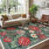 Floral Machine Washable Area Rugs for Living Room Bedroom Soft Non-Slip Vintage Dining Room Rug Low Pile Botanical Floor Carpet for Kids Room Classroom