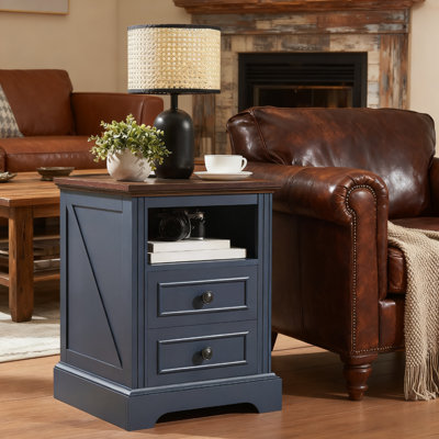18 Inch Side Table With Two Drawer by Gracie Oaks