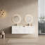 Meuble-lavabo 60 po avec lavabo en résine, portes à fermeture en douceur et armoire à 1 côté, montage flottant, blanc brillant, contreplaqué - 24 po x 2 + 12 po