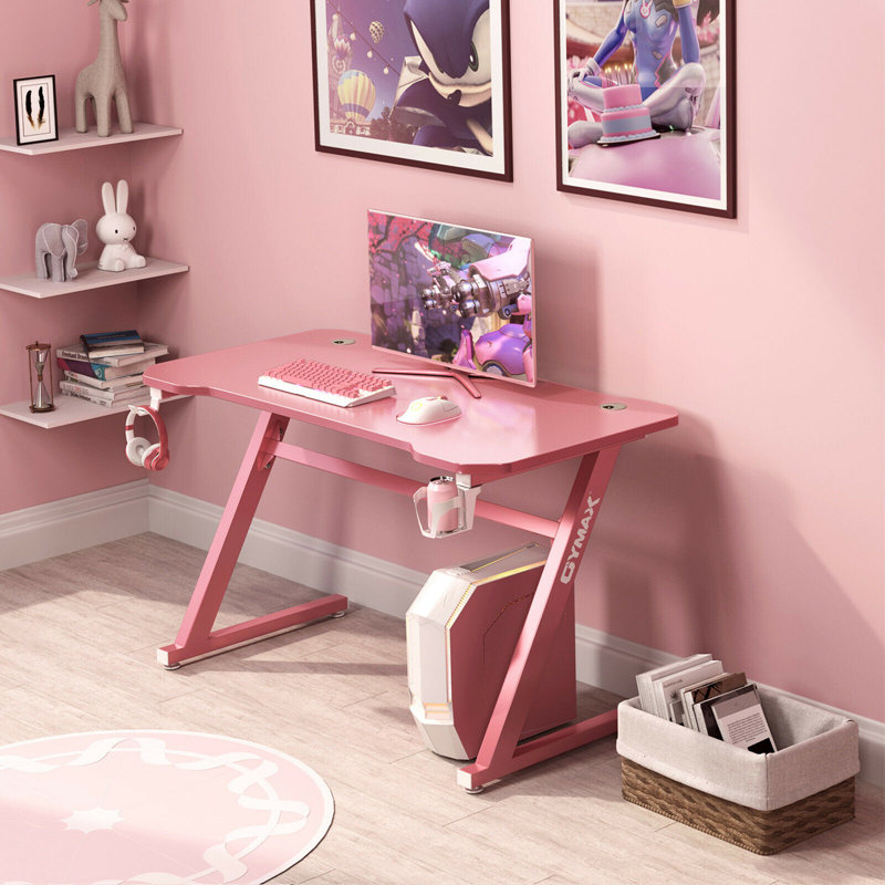Metal Base Computer Desk, Pink