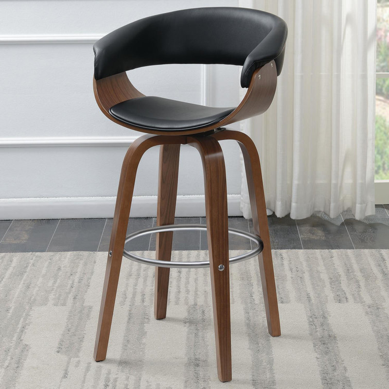 Lavoid Upholstered Swivel Bar Stool, Black