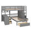 Lit superposé simple avec lit supérieur double, bureau intégré, tiroirs et tablettes-1931196758