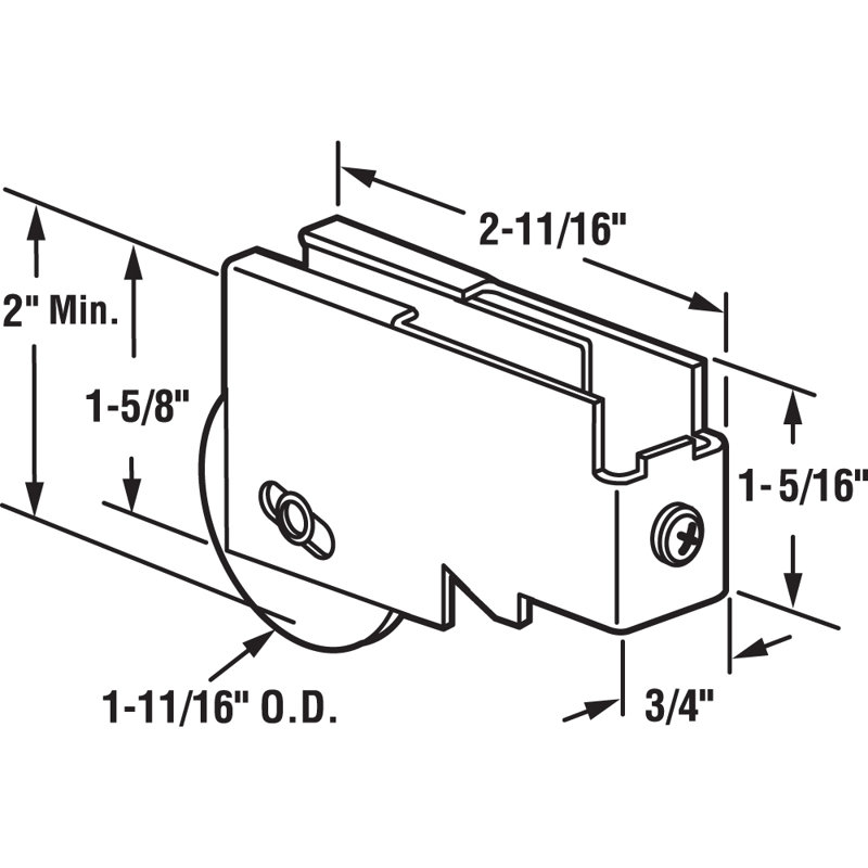 1-11/16 in. Nylon Ball Bearing Roller Assembly, Plain Back, Steel Construction (Single Pack)