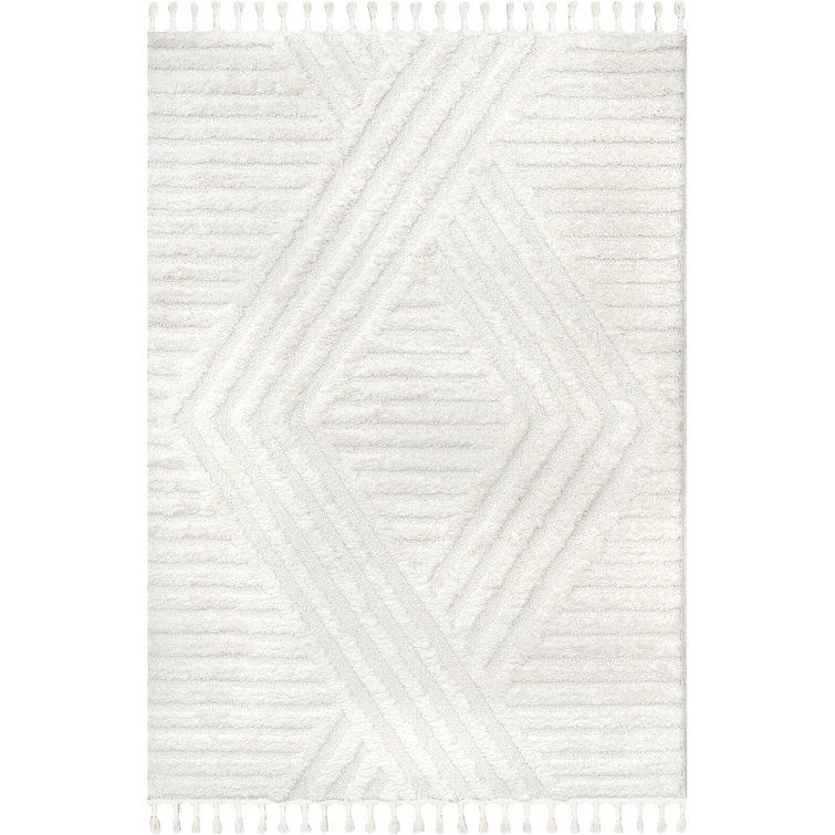 Geometric Shag Tassel Area Rug
