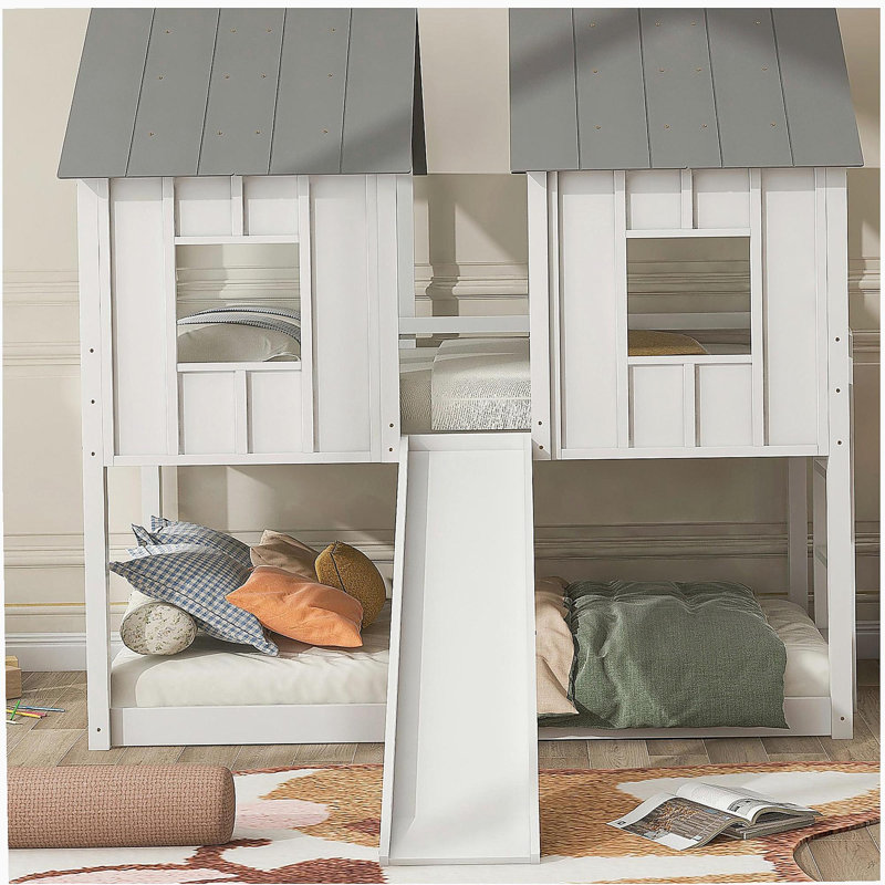 Bunk Bed with Slide and Window