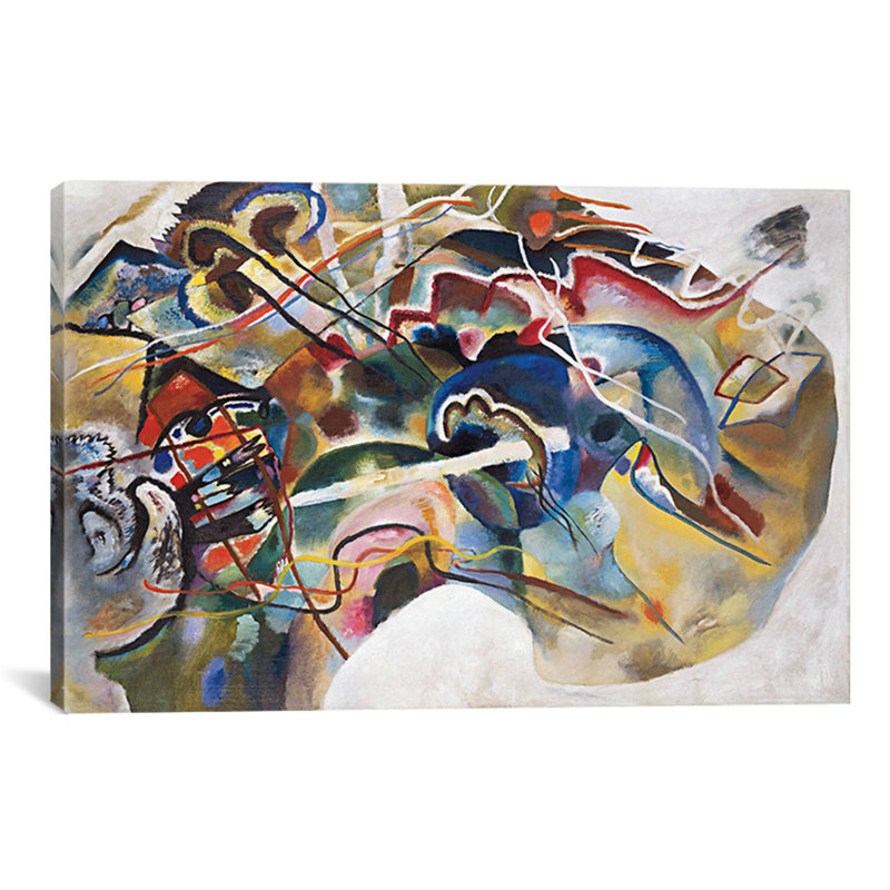 «Peinture avec bordure blanche» par Wassily Kandinsky, impression sur toile, H 26 po x l 40 po x P 1,5 po, Pas de tapis