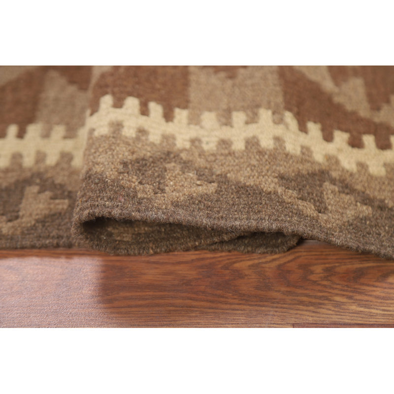 Brown Kilim Reversible Wool Rug 3x4