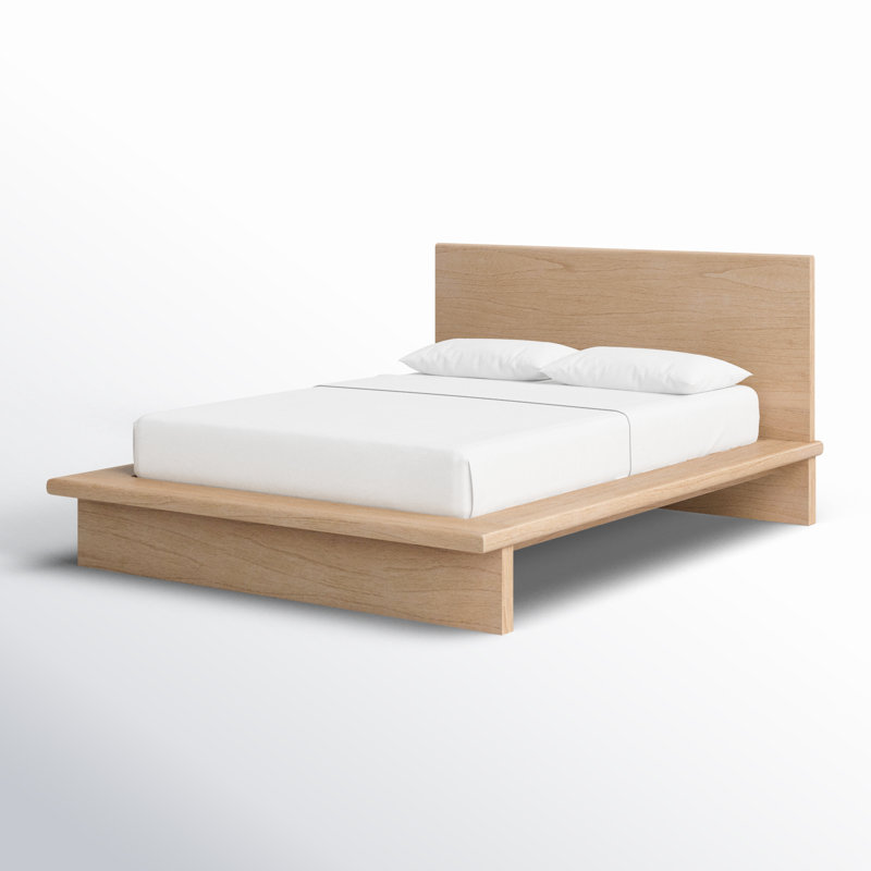 Soleil Wood Low Profile Platform Bed, Queen, Light Brown