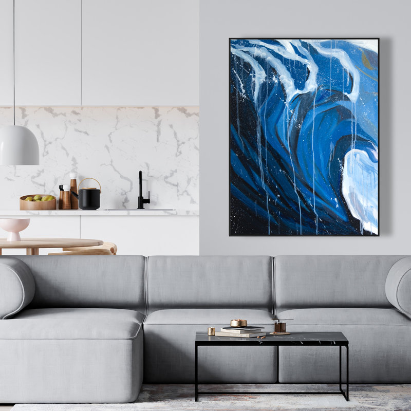 Abstract Wave in Motion - Coastal Bathroom Canvas Art Decor