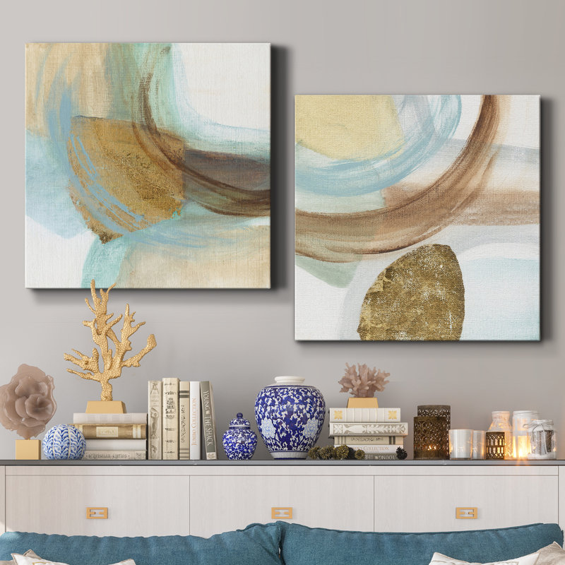 Blue Rythme I - Ensemble de 2 peintures sur toiles, H 10 po x l 10 po x P 1 po, Toile tendue