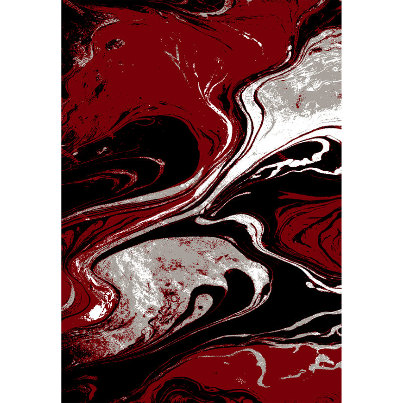 Galaxy Series Abrstract Black/Gray/Ivory/Beige Area Rug, Rectangle 7'9" x 10'2", Red