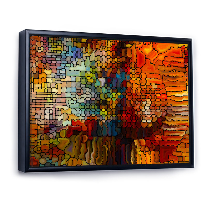 Magie du vitrail - reproduction de cadre flottant sur toile, Cadre noir, H 8 po x l 12 po x P 1 po