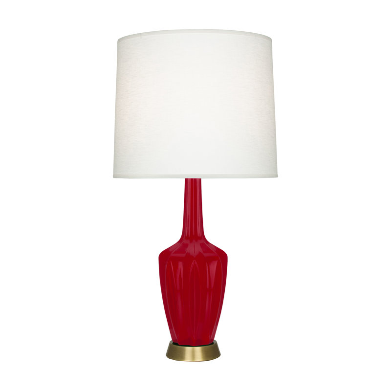 Petite lampe d'appoint Emma, Rouge rubis verni, H 30 po x l 6,25 po x P 15 po, Céramique / métal