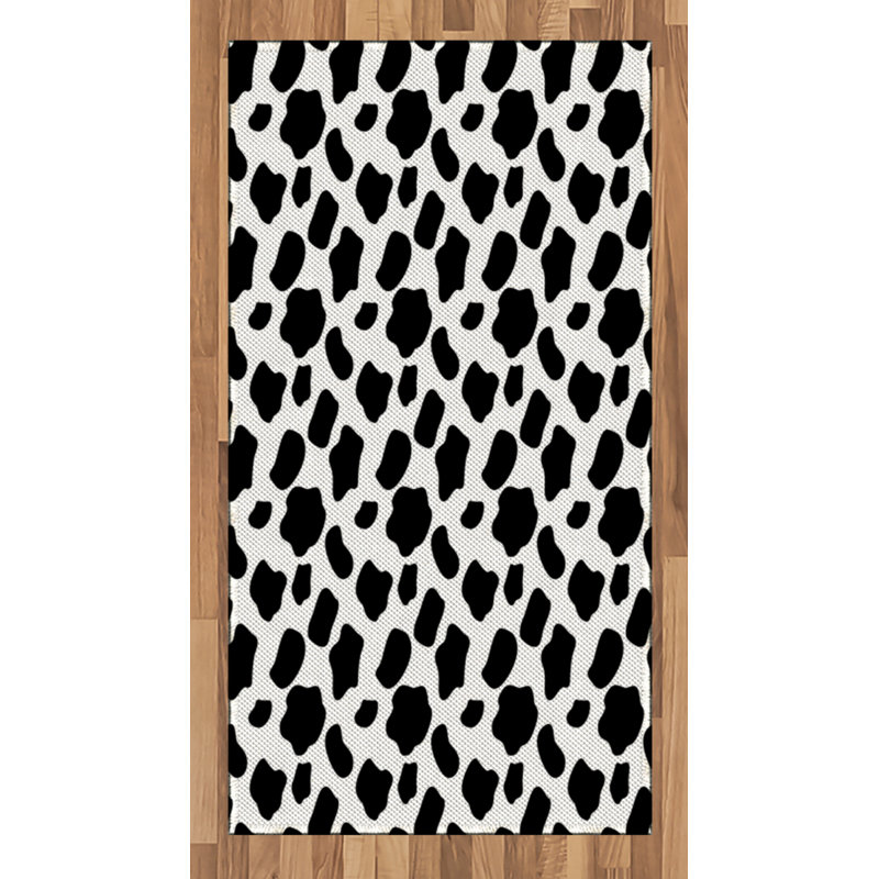 Cow Print High Density Long Fiber Poly Threads Decorative Area Rug Carpet, Rectangle 2'7" x 5'