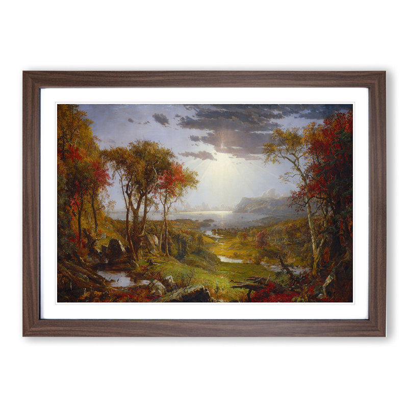 Autumn on the Hudson River by Jasper Francis Cropsey - Picture Frame Graphic Art, Walnut Framed, 48cm H x 65cm W x 2cm D