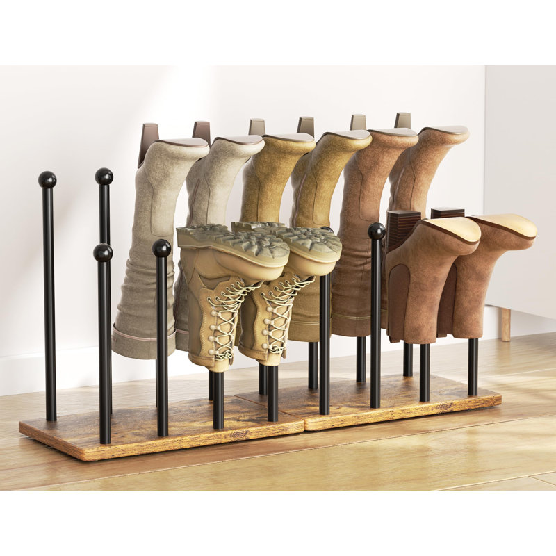 Grand range-chaussures 8 paires de porte-chaussures sur pied 16,4 po avec base en bois