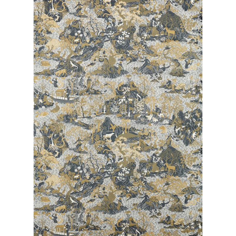 Avalonis Fabric, Vine Black Gold
