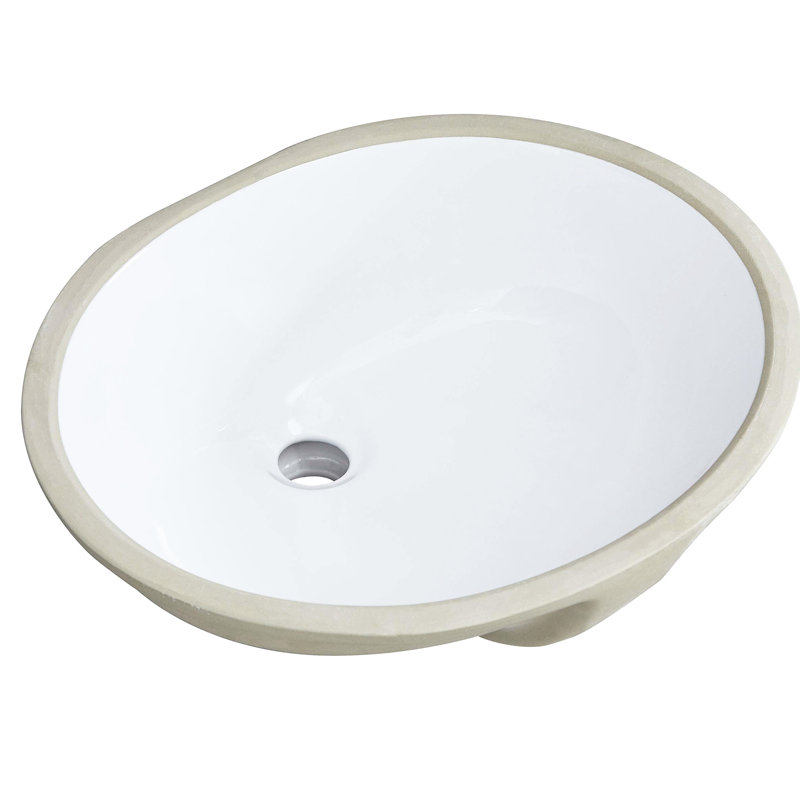 Lavabo pour salle de bain Heat - Céramique ovale encastré, blanc, teint, rayé, rouille avec trop-plein