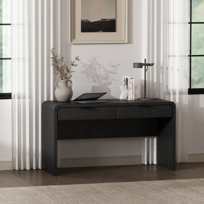 Grace 54" Modern Home Office Desk with 2 Drawers in Black