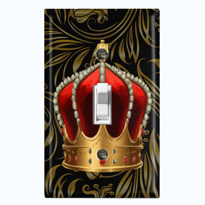Red King Crown Elegant Leaves 1 - Gang Toggle Light Switch Standard Wall Plate