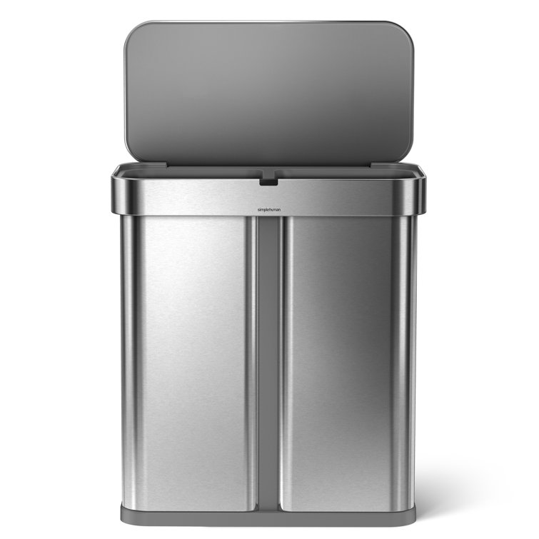 Simple human dual compartment trash bin.